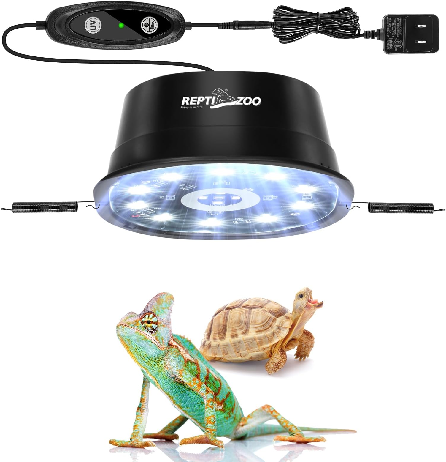 REPTI ZOO UVB Reptile Light with Dimming, LED UVB Light Bulb Fixture for Bearded Dragon Gecko Lizard Turtle Snake, Adjustable Brightness UVA UVB Lamp for Tropical & Desert Reptile