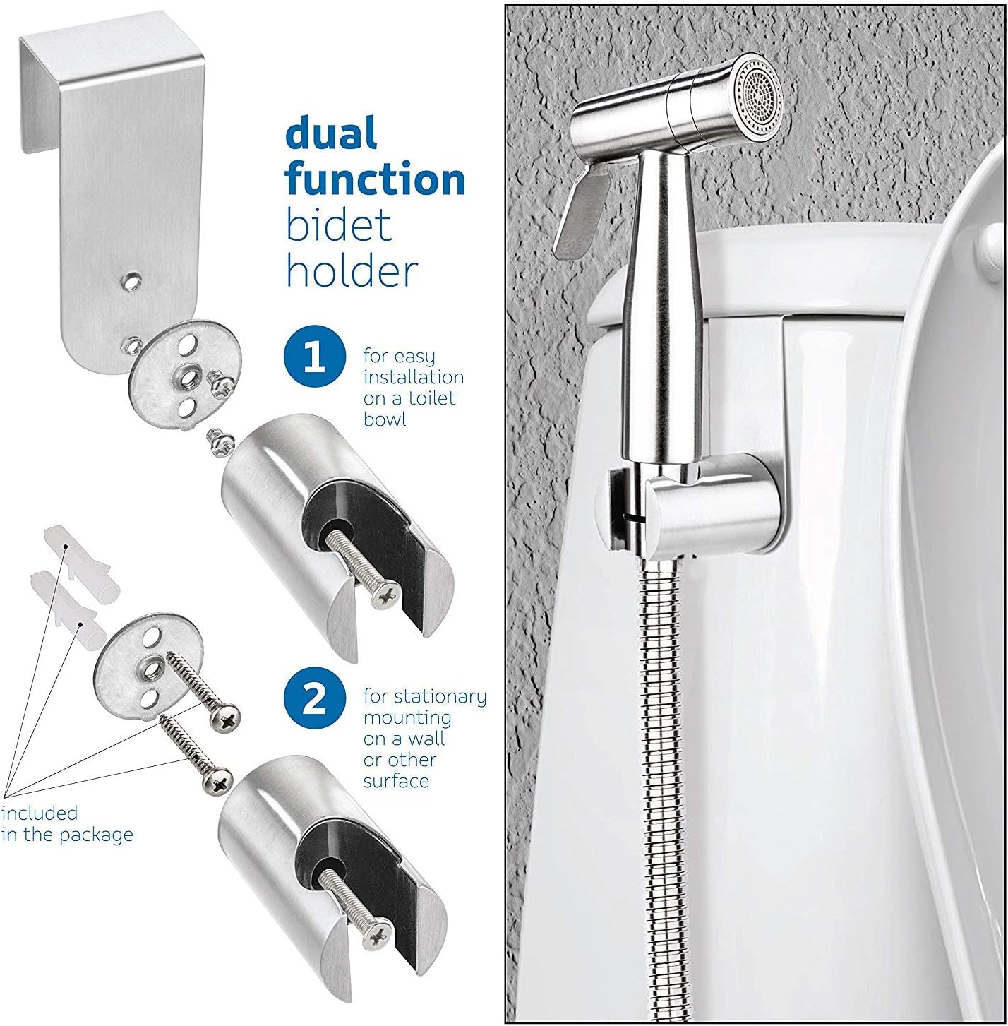 CleanSpa Star Hand Held Bidet Shattaf Sprayer, Silver.