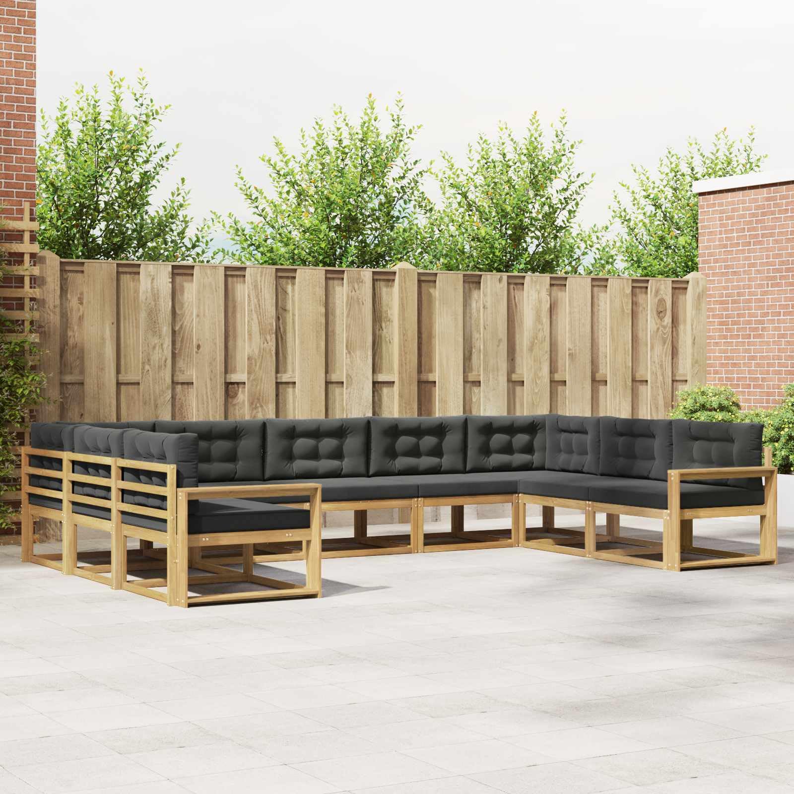 Set di divani da esterni da giardino, modulare in legno di acacia