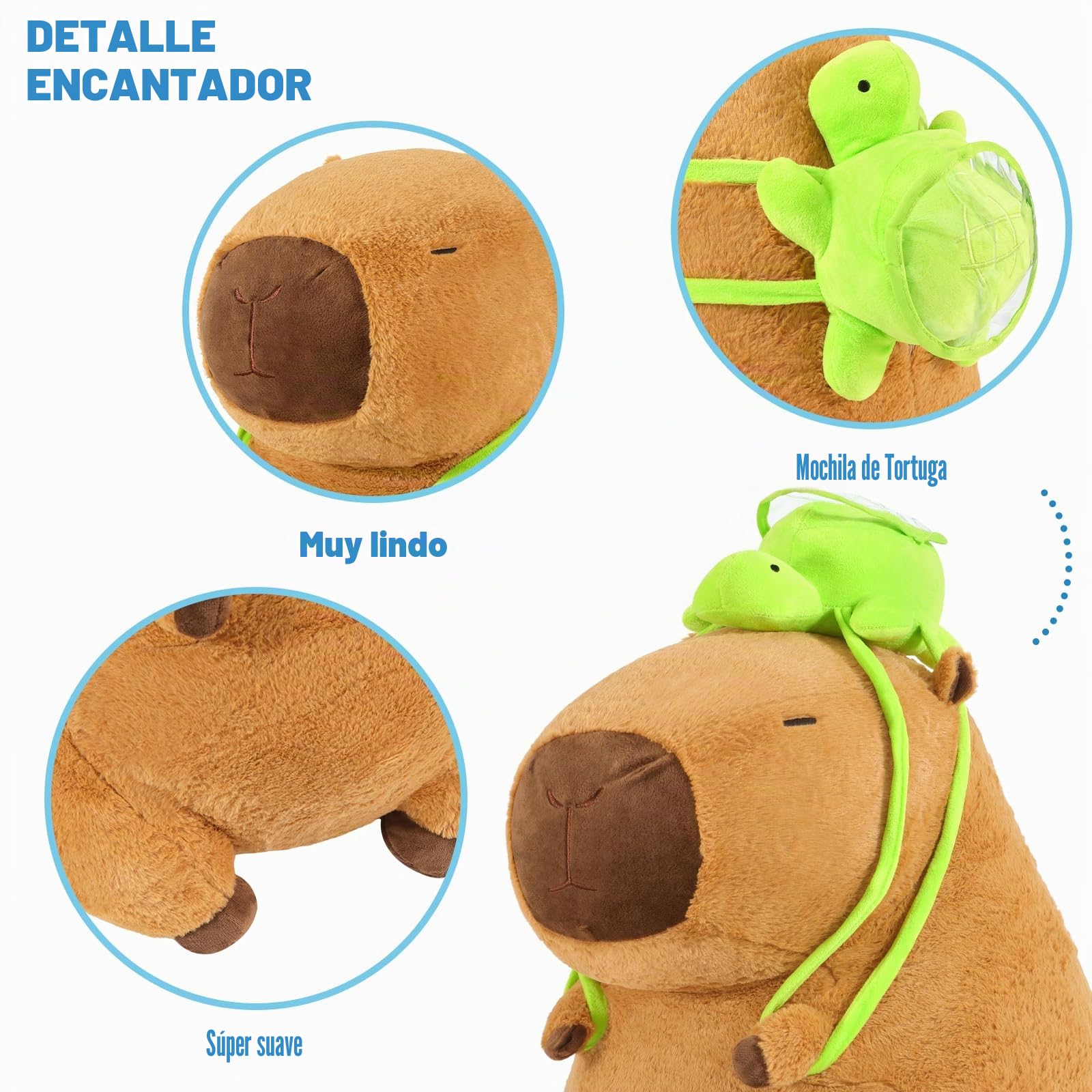 Shownicer Peluche Capybara Kuscheltier Gran Muñeco de Peluche Capybara Kawaii Cojín XXL Juguetes Regalo para Adultos Niños 3+ años (65 cm)