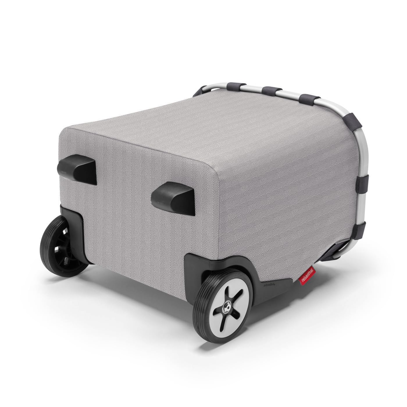 reisenthel carrycruiser Tragbarer Einkaufstrolley mit stabilem Aluminiumrahmen, Schultergurt und herausnehmbarer Netz-Innentasche Aus wasserabweisendem Material, Couleur: Herringbone Grey