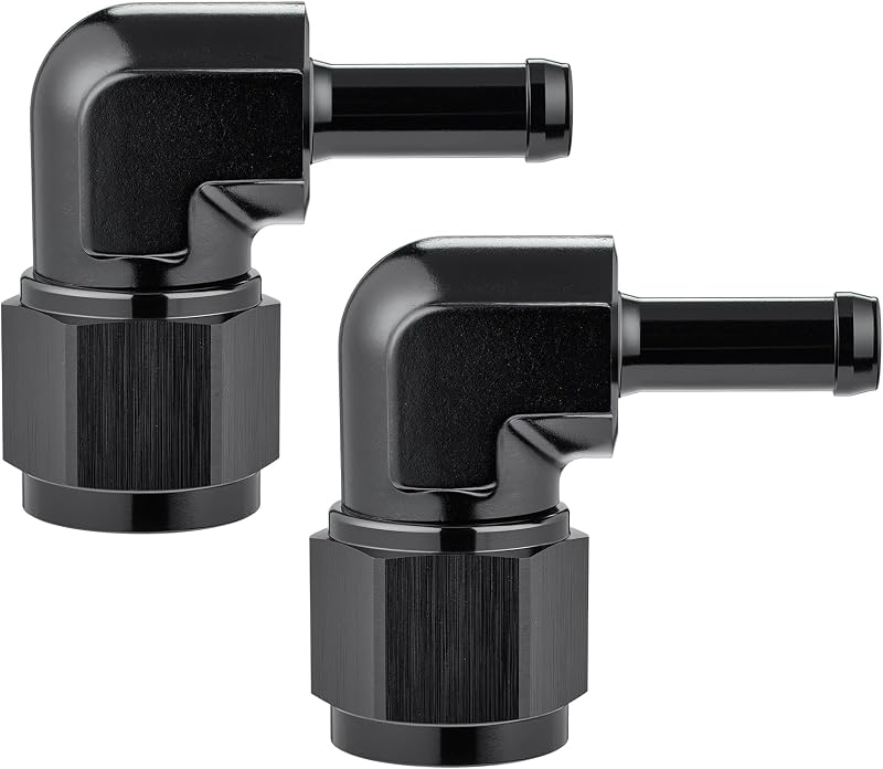 Conector para Mangueira EVIL ENERGY 10AN Fêmea para Espigão 3/8" em Alumínio 6061-T6, Curva 90° – 2 unidades