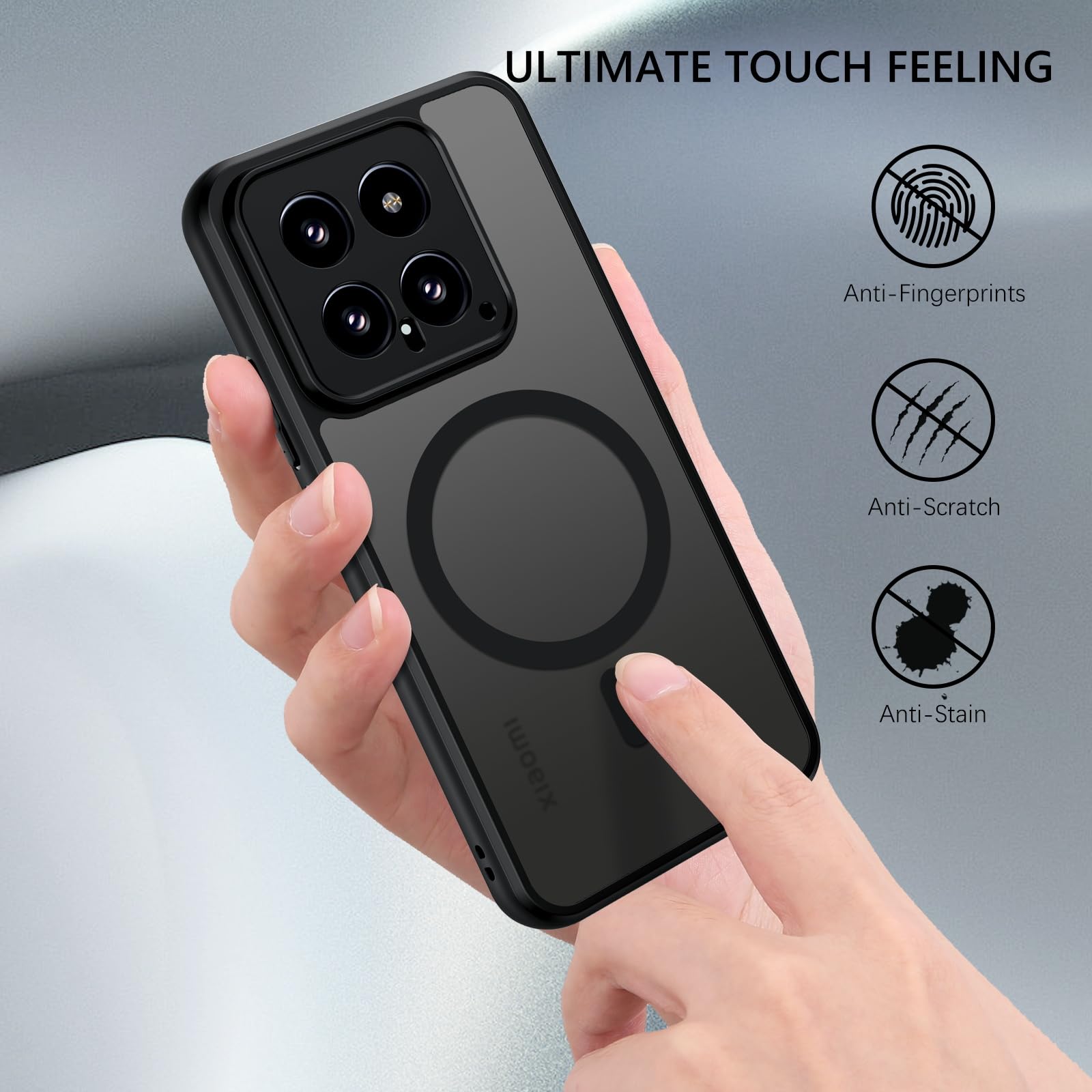 DOMAVER Coque De Protection Xiaomi 14 5G - Compatible Avec MagSafe - Matériau Transparent Mat - Ultra Fine - Protection Complète Magnétique - Vert