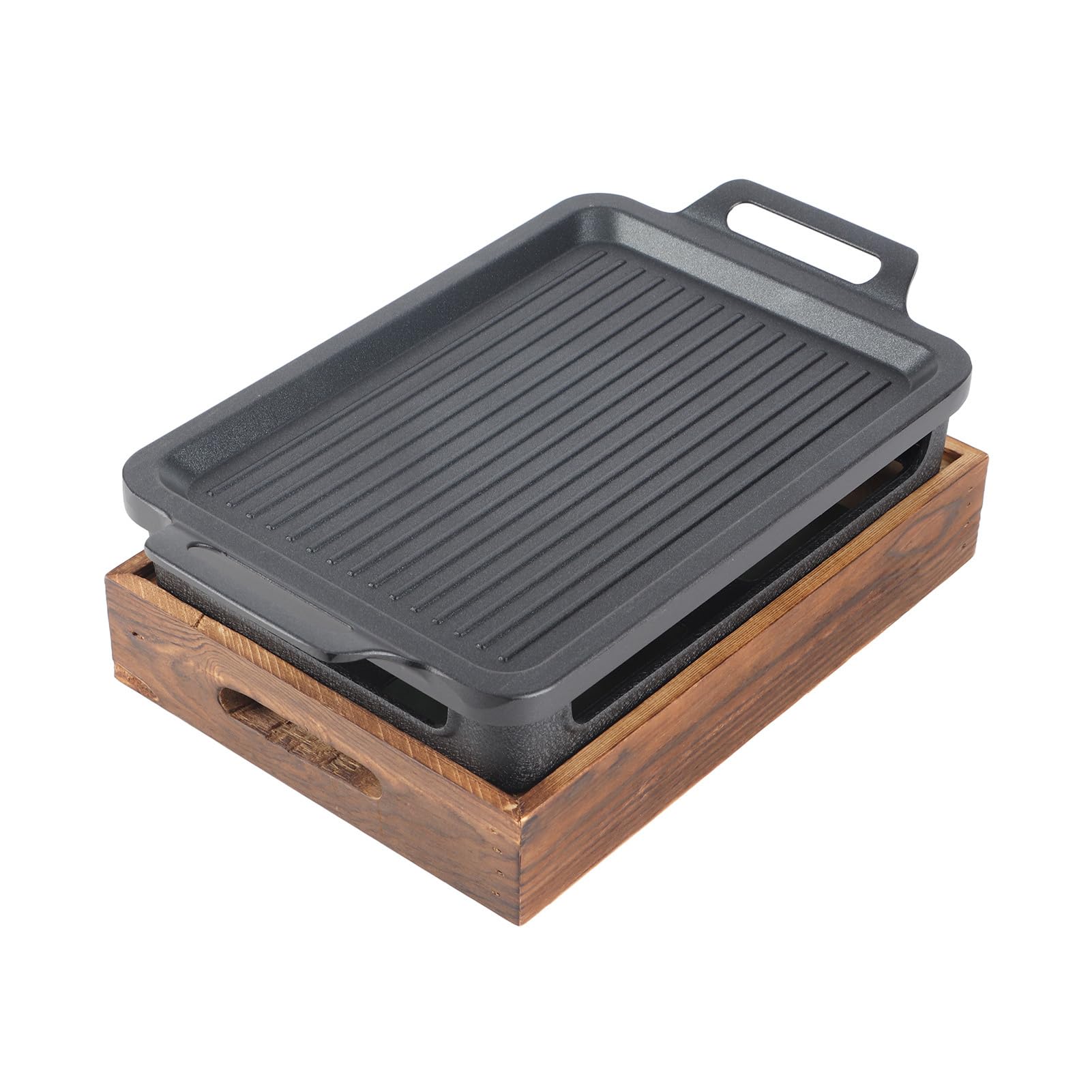 Estufa de Alcohol, Parrilla de Mesa con Base de Madera Estufa de Alcohol Portátil Parrilla de Barbacoa Compacta para Restaurante, Hogar,Camping, Picnics, Jardín, Fiesta en la Playa