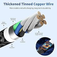 Vista 7 de Travel Essentials - Cable de carga múltiple [2 unidades de 5 pies], accesorios de automóvil, cables de carga 4 en 1, cable USB, cargador de teléfono