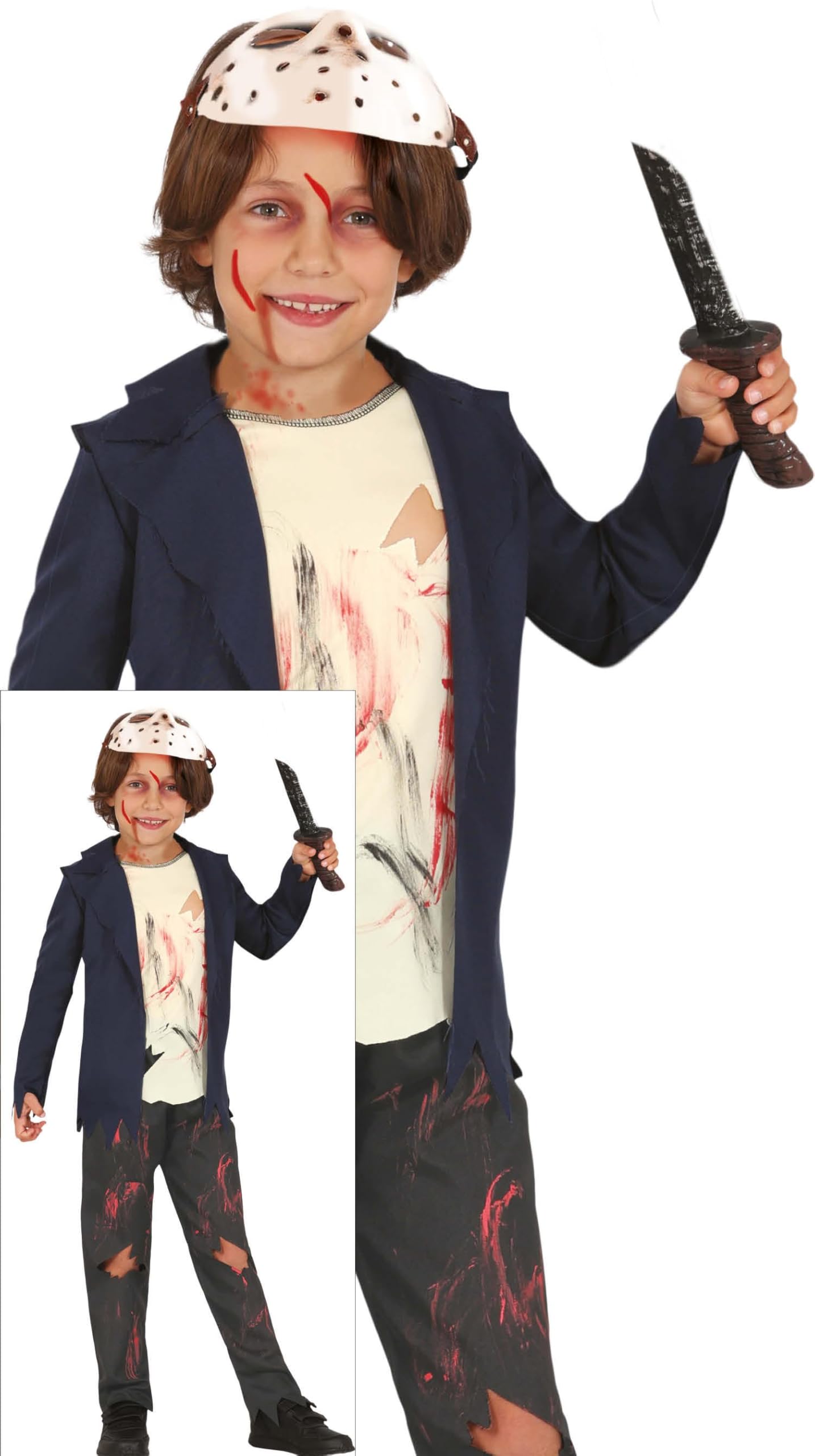 FIESTAS GUIRCA Disfraz de Machete Killer para niño - Incluye máscara, chaqueta, camisa y pantalón - Disfraces de Halloween para niño