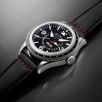 AVI-8 Men's 40mm Flyboy Airmaster GMT Automatic Watch with Leather Strap AV-4128