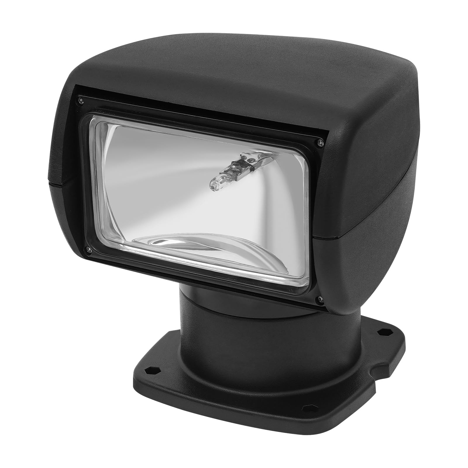 12V 100W Boot Suchscheinwerfer, 2500 Lumen 3200K Halogen Boot-Fernbedienungsscheinwerfer, LKW Auto Marine Scheinwerfer, Suchscheinwerfer mit 360 Grad Rotation für Yacht, Küstenwache (Schwarz)