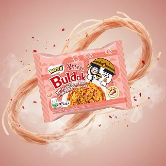Buldak Noodles Hot Chicken Flavor Ramen 5 Pack - Ramen Instant NoodlesExcellent for Snack and Soups (Rose)