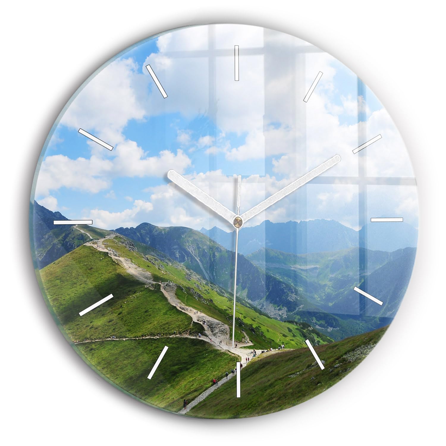 Horloge en Verre Wallfluent Kasprowy Wierch pour un Salon Moderne et Silencieux