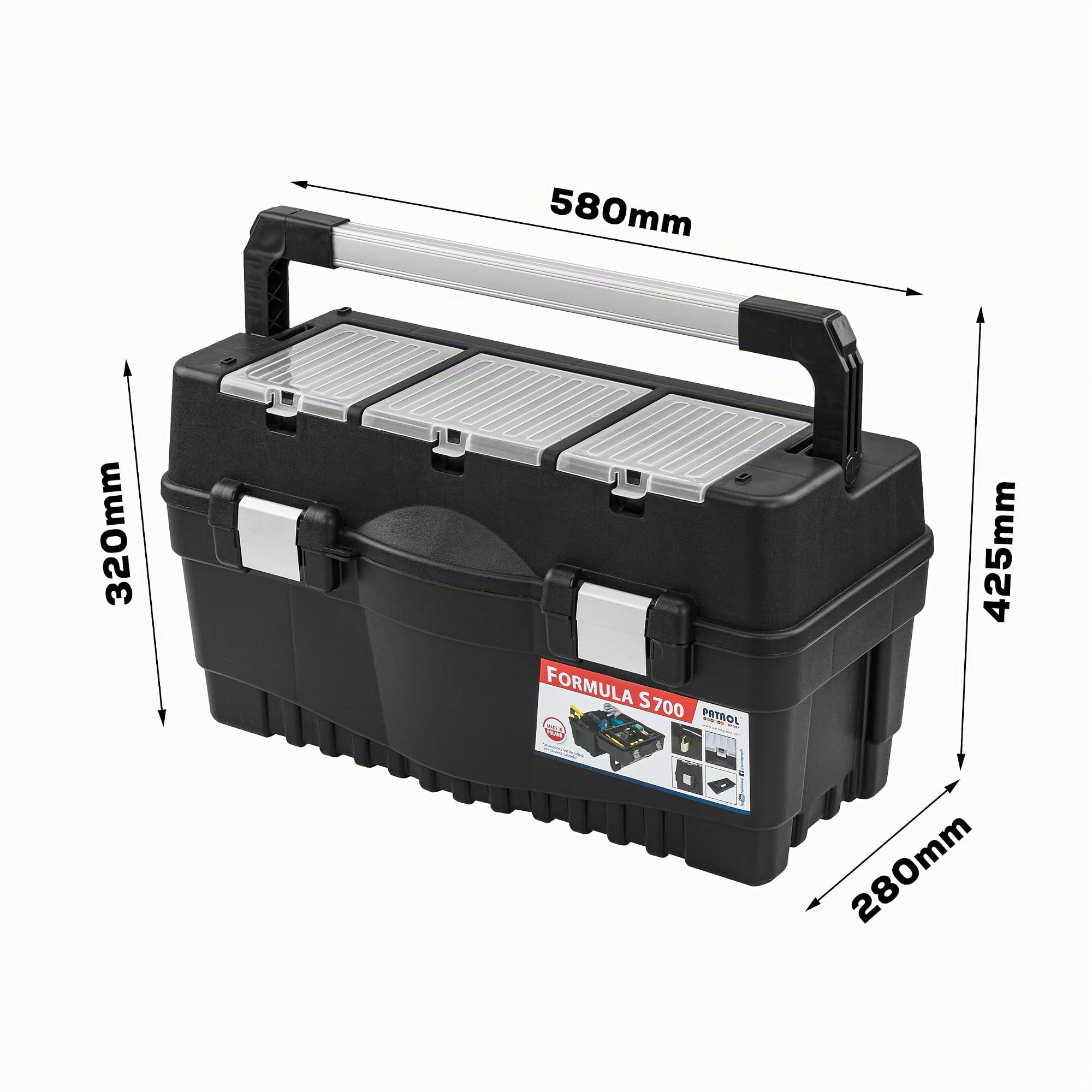 Cassetta degli attrezzi XL per la pesca, vuota, accessori da pesca, piccole parti, in plastica, scatola per il trasporto, chiusure in metallo, portatile da pesca, tackle, borsa, accessori, stoccaggio