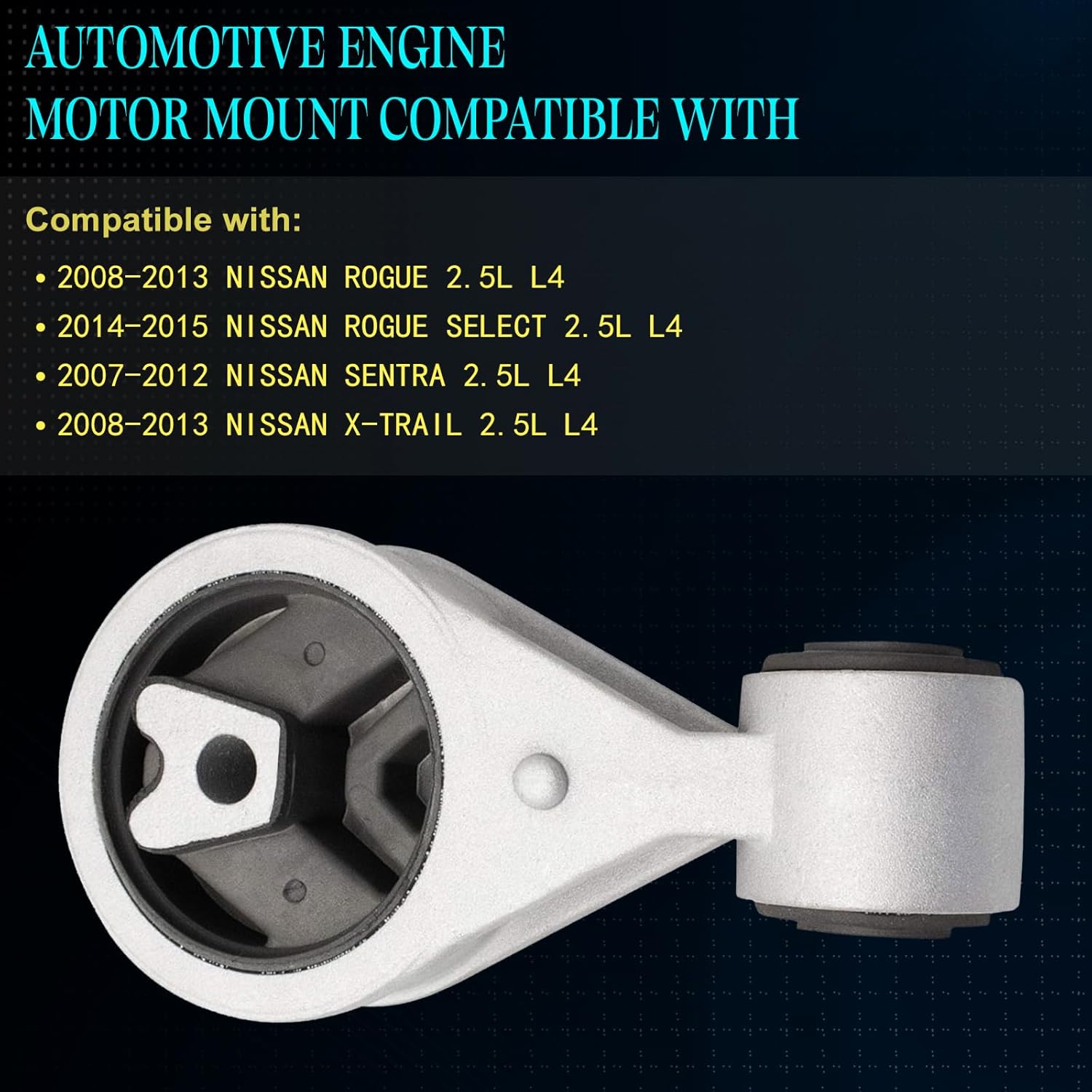 Front Upper Torque Strut Mount Compatible with 08-13 Rogue 14-15 Rogue Select 07-12 SENTRA 08-13 X-Trail 2.5L L4 Replacement for A4351 9452