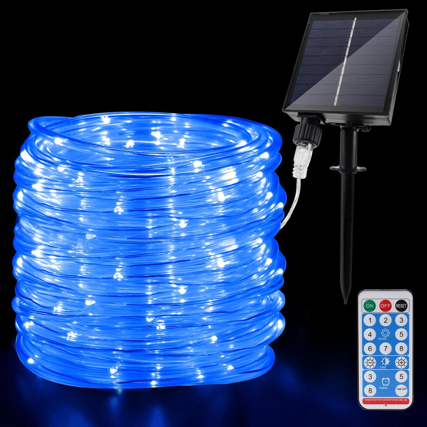 JIMACRO Outdoor Solar LED Rope Lights, IP65 Waterproof Rope Lights 22m