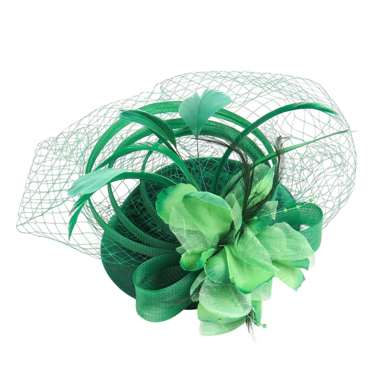 Beavorty 3pezzi Fascinator Elegante Rete e Piume per Tea Party e Matrimoni Accessorio per con Clip e Cerchietto Adatto per Eventi e Cerimonie Scuro