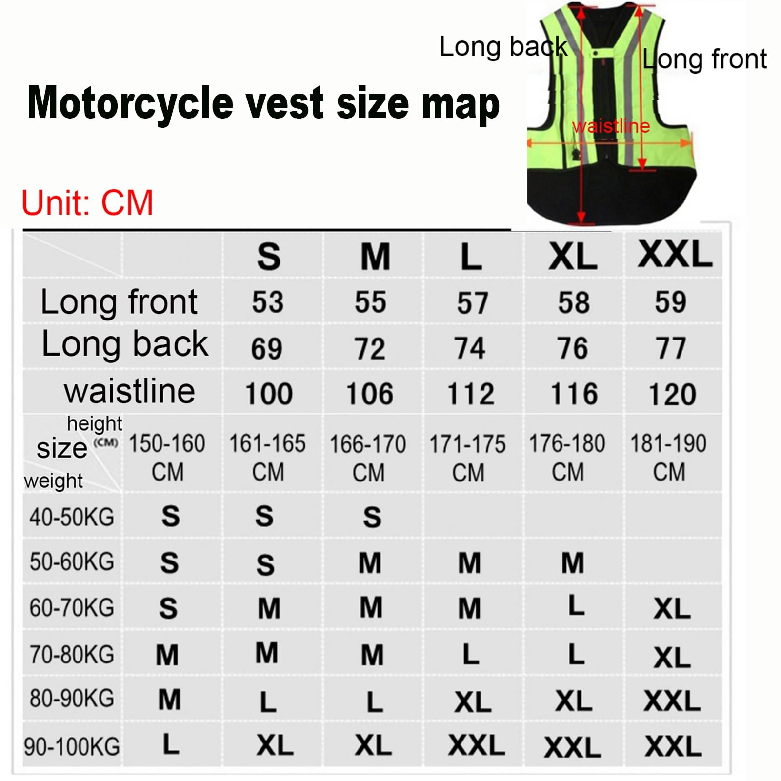 Chaleco con airbag ajustable for motocicleta Negro, verde, con bandas reflectantes, unisex, ligero, alta movilidad(Black,S)