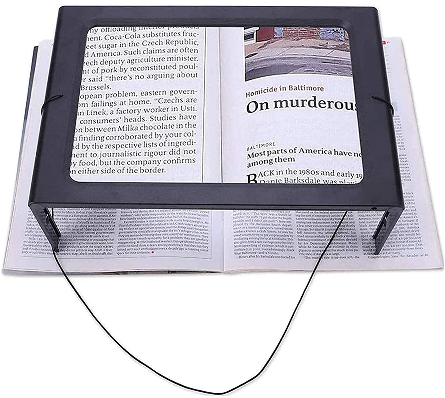 Lente d'Ingrandimento 3X Rettangolare A4 per la Lettura a Pagina Intera, Grande Lente d'Ingrandimento Pieghevole a Mani libere con 4 luci a LED, Perfetto ausilio per la l