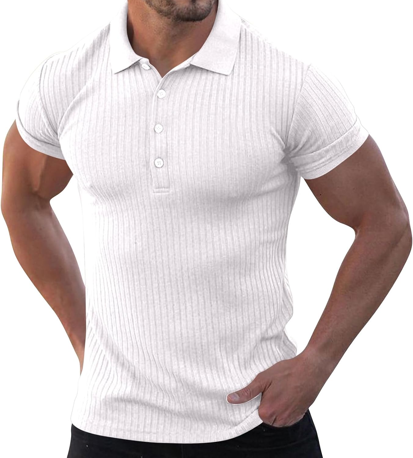 Ymosrh Mens Stretch Polo Shirts Short Sleeve Casual Formal Daily Golf Tennis Collar Shirts, S-5XL