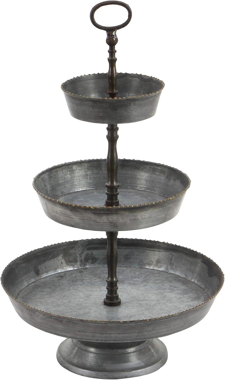 Deco 79 Metal Galvanized 3 Tiered Tiered Server, 13" x 13" x 22", Gray