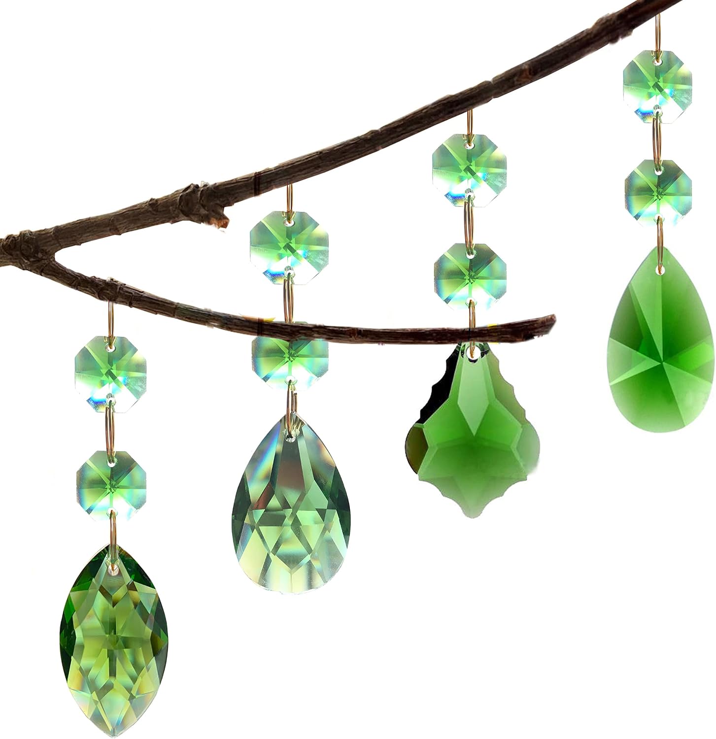 12Pieces Crystal Chandelier Pendants Hanging Bead Garland(Green) image 3
