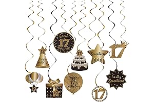 Happy 17th Birthday Hanging Swirls Party Decorations
