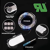 Vista 2 de Brightown Paquete de 12 luces LED de hadas que funcionan con pilas, cable plateado impermeable de 7 pies, 20 luces LED de luna estrellada