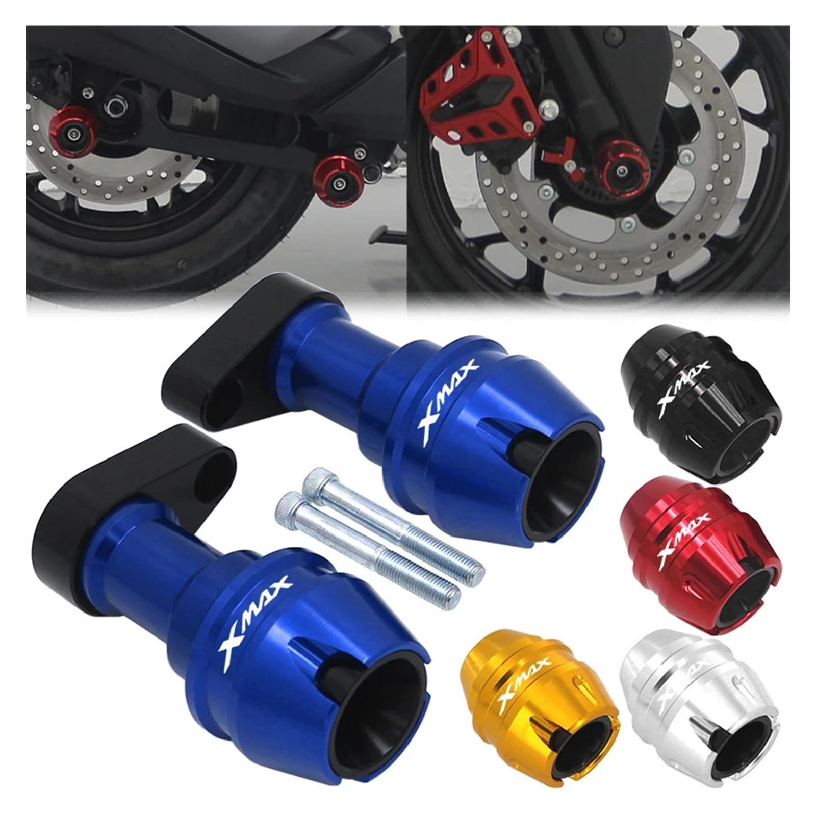 NOWY przedni widelec motocykla koło tłumik opadający rura rama ochronna rama suwak zabezpieczenie przed uderzeniem dla Yamaha XMAX300 2025 Ramka(Front After Blue)