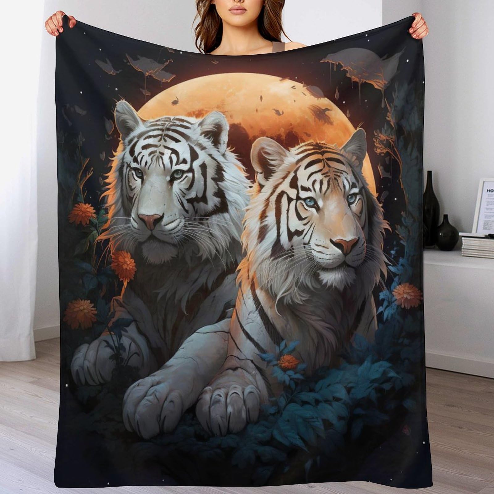 Manta de tigre de franela suave manta ligera para sofá cama y salón de 100x130