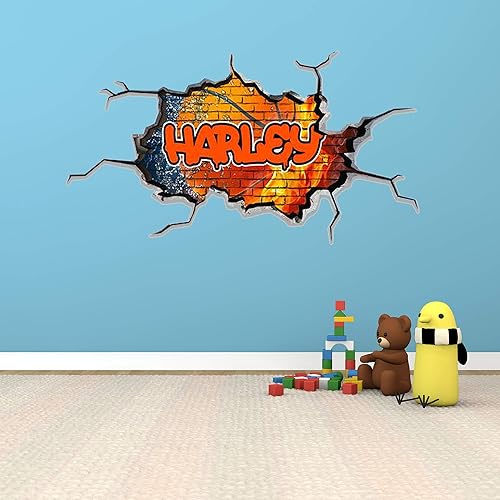 Miniatura 10 de Calcomanía de pared personalizada con nombre de graffiti 3D  Adhesivo decorativo de vinilo artístico personalizado  Extraíble  Despegar y pegar