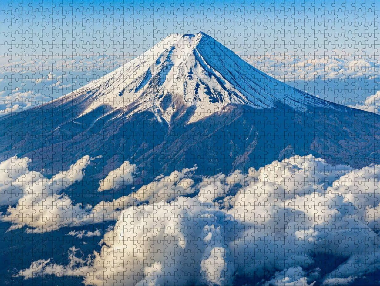 Drewniane puzzle Cloud 141 x 87 cm, Berg Fuji Jigsaw, 4000 elementów dla dorosłych, z pudełkiem, wymagająca gra logiczna, kolorowa gra w układanie, prezent dla nastolatków, dla wszystkich grup