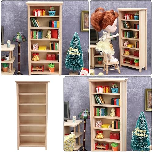 Miniatura 7 de Homoyoyo Gabinete de almacenamiento de muñecas modelo de casa de muñecas 1 estantería de madera a escala 12 Muebles de madera en miniatura,