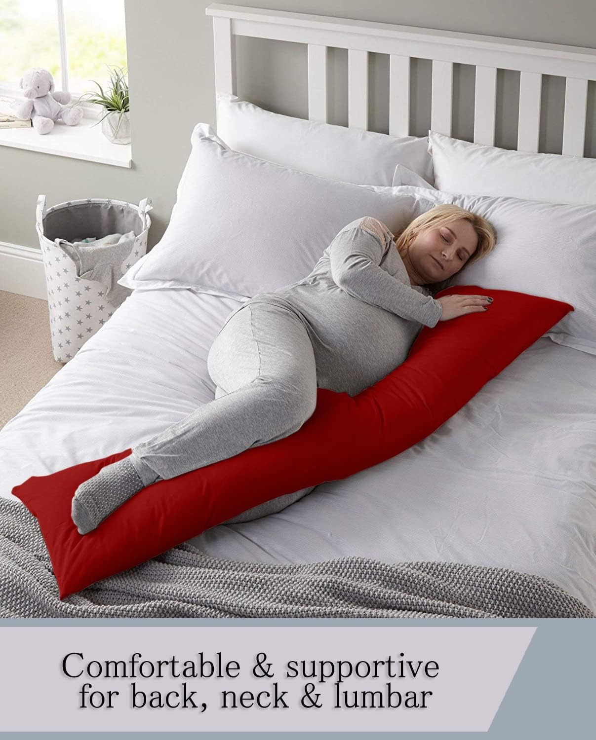 Cotton Delight Body Pillow Cover Pillowcase 20 x 54 Zipper Closure 100% Cotton Blend Premium 1pc Tango Red Body Pillowcases Pillow Covers, 20 x 54 inch image 3