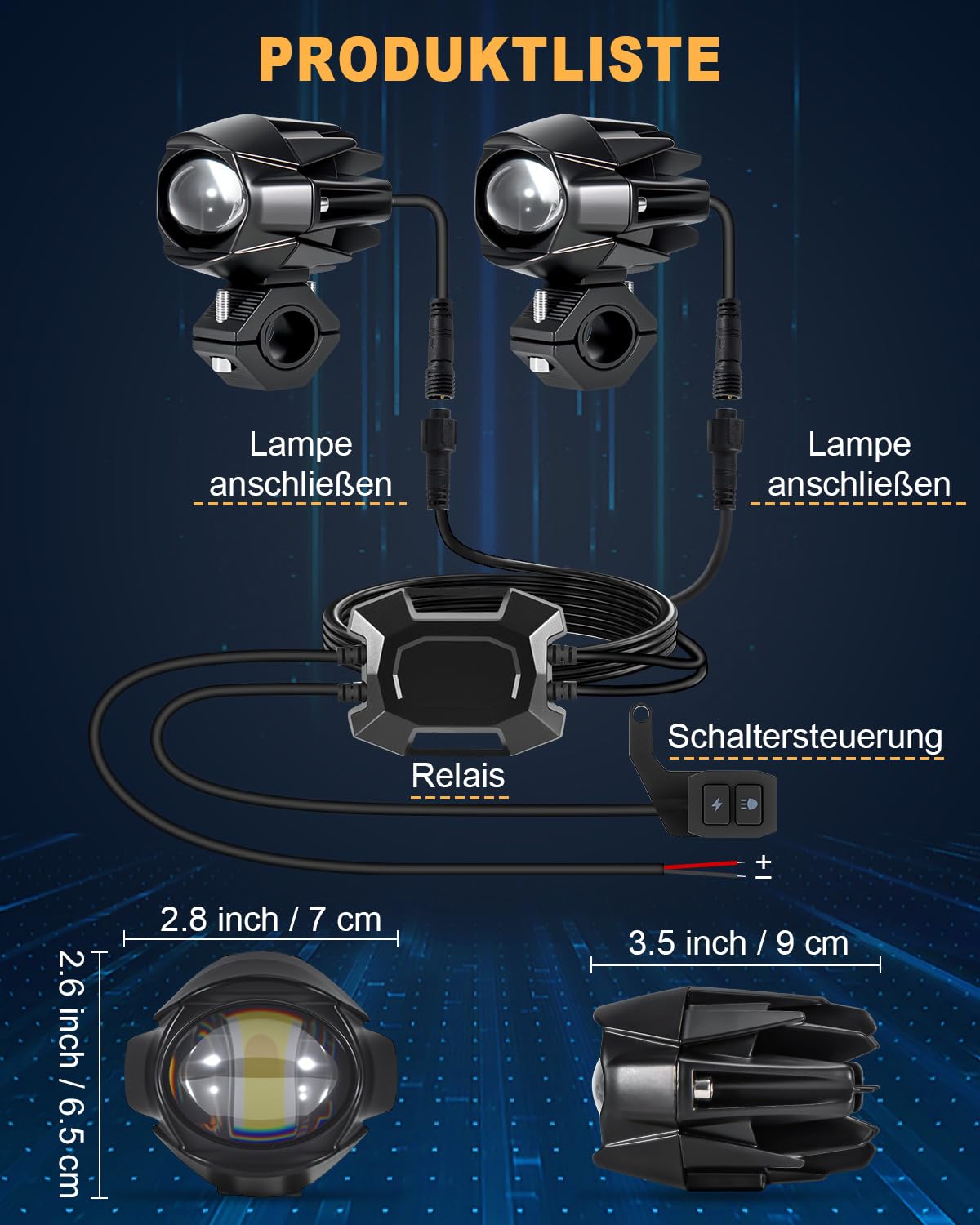 Dinfu 60W led Motorrad Zusatzscheinwerfer 9v -60v Runde LED Nebelscheinwerfer IP68 Spotlights 5 Blitzmuster mit Beam-Kit und 2 Montagehalterungen für Motorrad ATV UTV Dirt Bike 4x4 Pickup Truck Boot