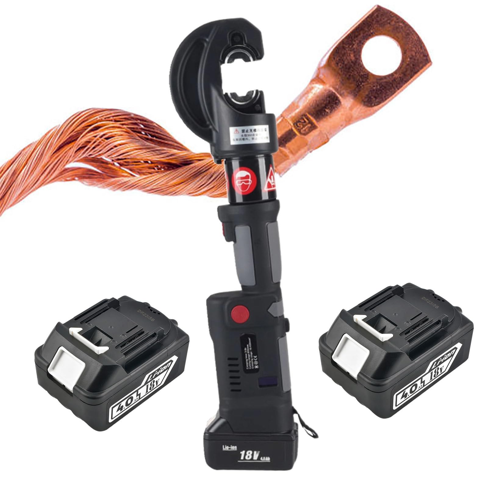 Qitujour One Color Battery Cable Crimper 6-400Mm², 12 Dies, 120Kn Hydraulic Crimper For Electrical Lugs, Copper & Aluminum Cable With Carrying Case