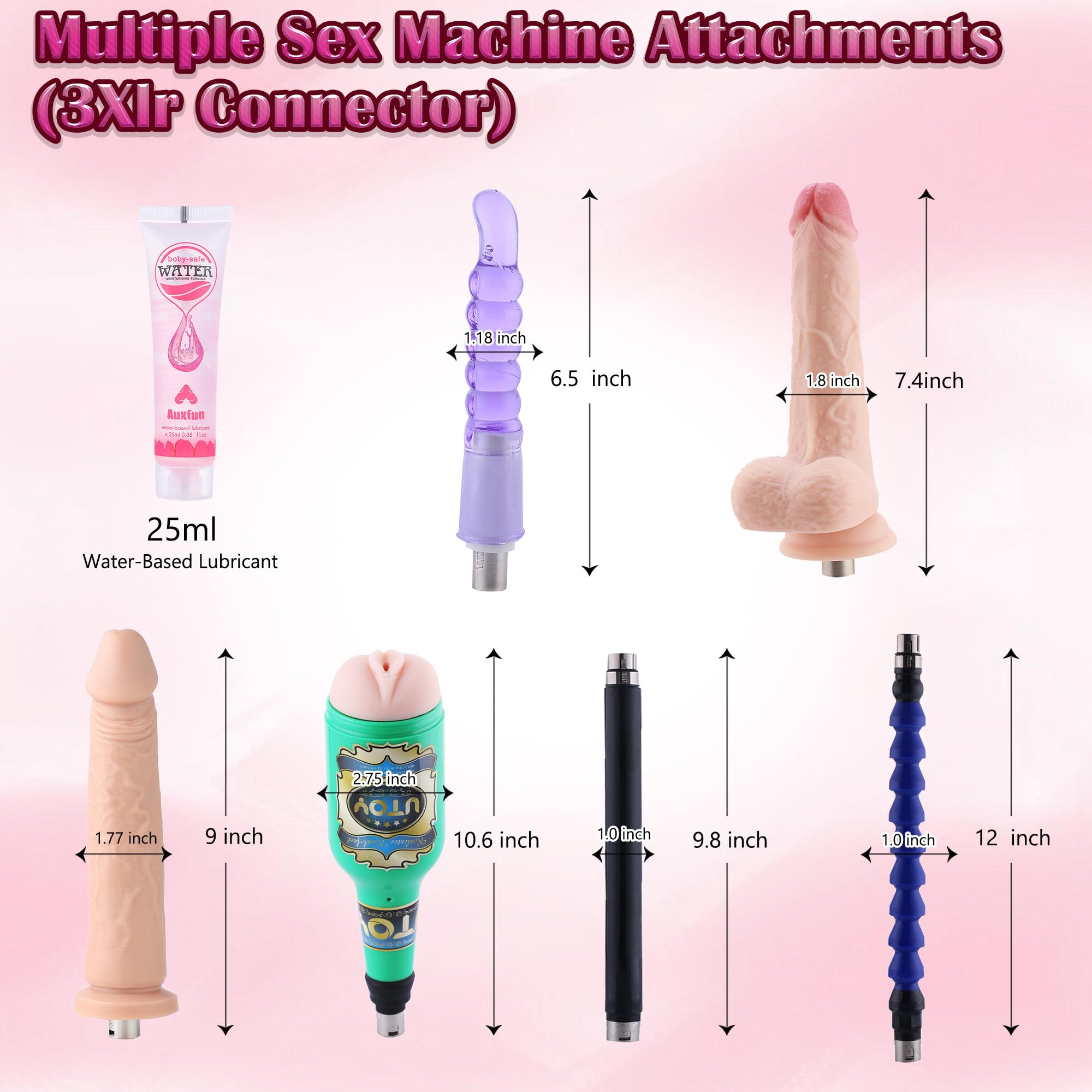 Sex Machine Automatic Thrusting Dildo Machine with APP Control, Fuck Machine for Men Women with 3XLR Connector & Suction Cup, Hands Free Adult Sex Toys Anal Toys: 7 accessories