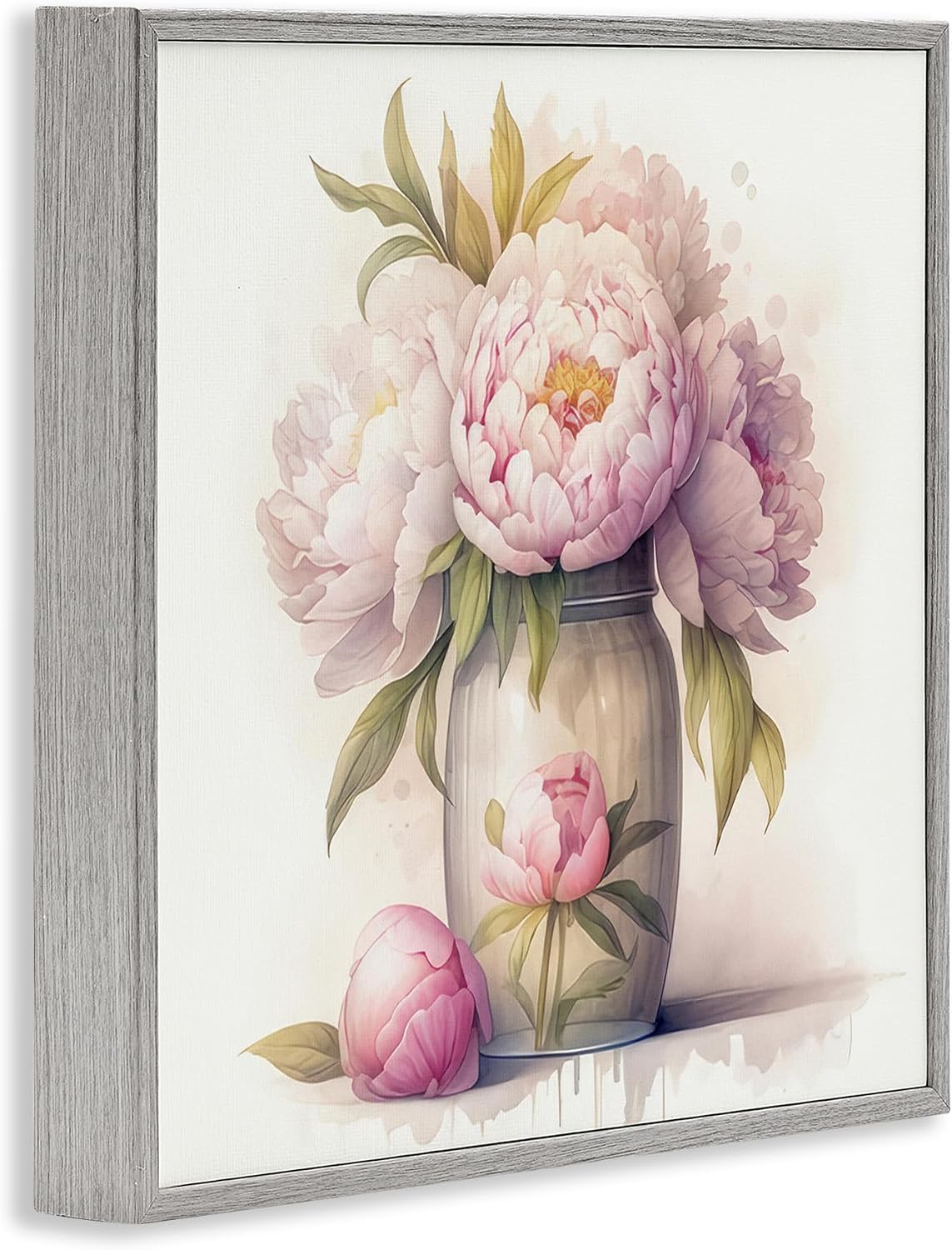 Soft Pink Peonies Floral, 24 x 24 Inch Framed Giclée Print | Stupell Industries · By LSR Design Studio · Ready to hang · Perfect for bedroom or living room · Made in USA