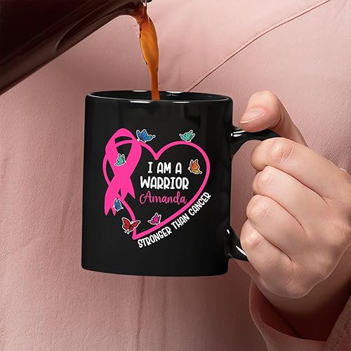 Miniatura 2 de Taza con texto en inglés "I'm A Warrior", taza de apoyo para el cáncer de mama, taza de luchador contra el cáncer, taza de café guerrero, taza de