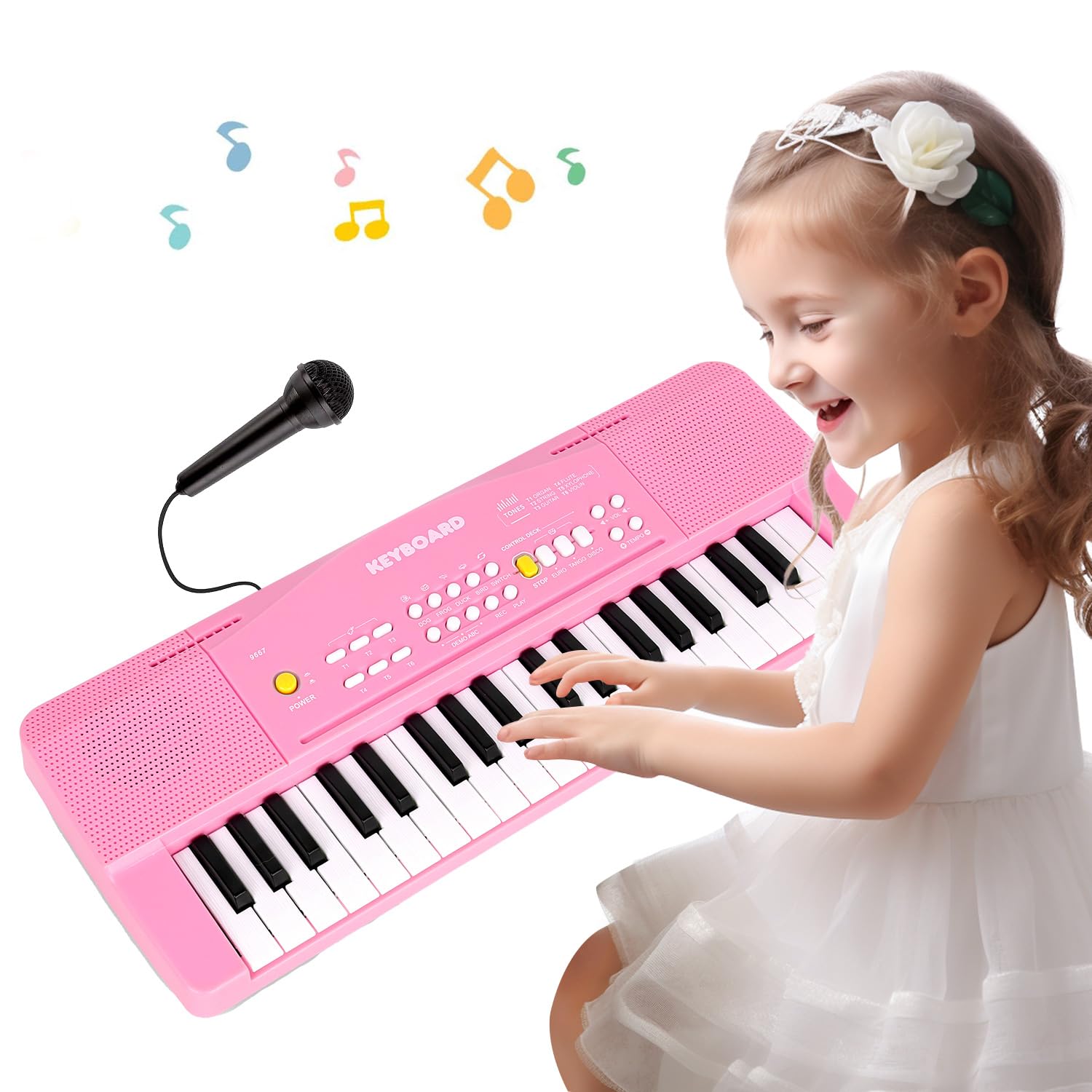 Toy Piano Keyboard for Kids Upgrade Electric Pianos Toys for 3 4 5 6 7 8 Year Old Girls Boys Beginners Keyboards with Microphone Toy for 3+ Year Old Kid Gifts (Pink)