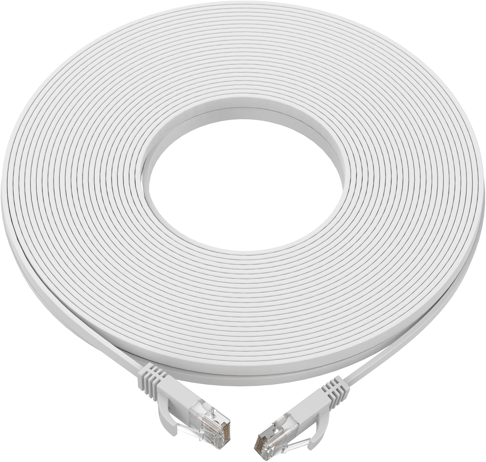 Ultra Clarity Cables Cat 6 Ethernet Cable, Flat 75 Feet LAN, UTP Cat 6, RJ45, Long ethernet Cable, Network Cord, Patch, Internet Cable - 75 ft - White