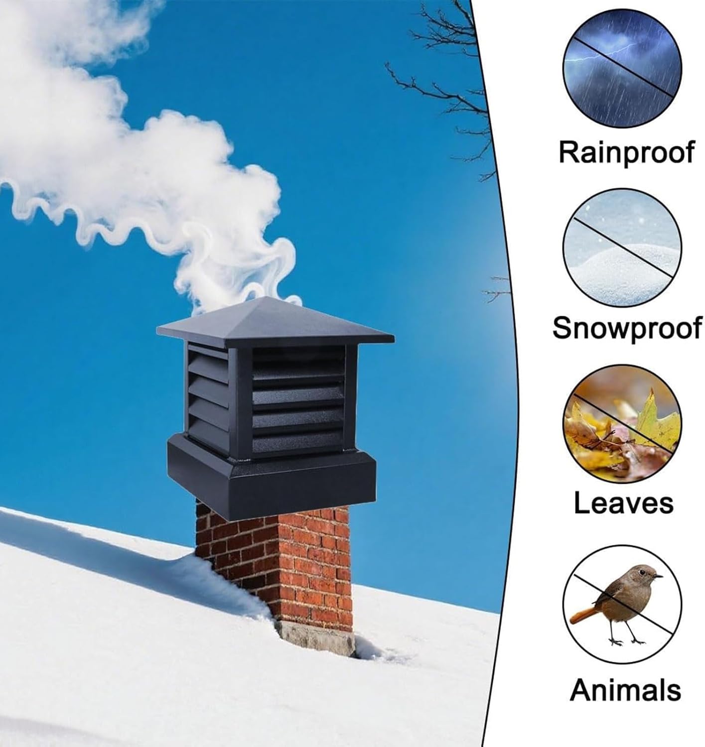 Fireplace Chimney Caps for Outside,Chimney Flue Cover Rain Cap,Roof Rain Guard Top Protector