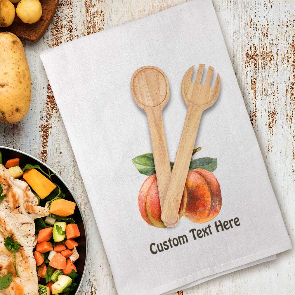 Style In Print Custom Decor Flour Kitchen Towels Peach Vintage Look E Food & Beverage Fruit Food & Beverage Fruit Cleaning Supplies Dish Towels Personalized Text Here