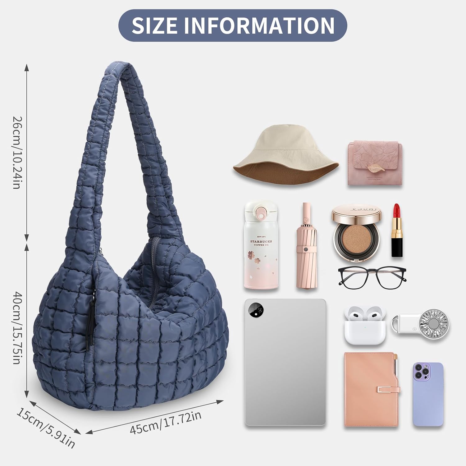Puffer Tote Bag for Women Large Quilted Carryall Bag Soft Puffy Crossbody Lightweight Shoulder Handbags Work Travel - Image 3