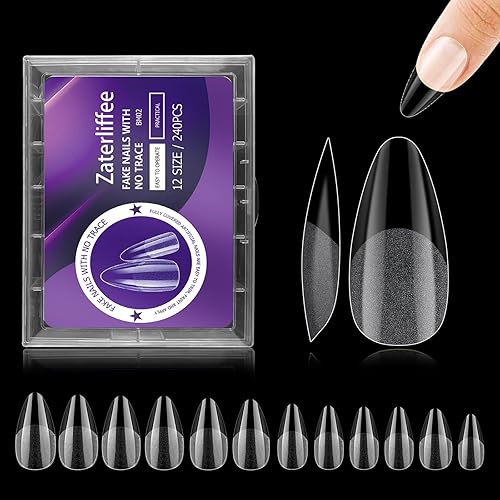 240 puntas de uñas de almendra medianas, uñas de almendra preformadas medio mate, uñas postizas de gel para extensiones de uñas para el hogar,