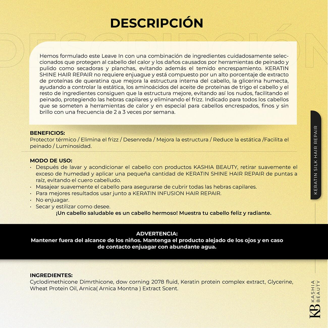 Kashia Beauty Keratin Shine Hair Repair 2 oz – Leave-In Conditioner with Thermal Protection – No Rinse, Anti-Frizz, Shine Boost & Styling Support for Damaged or Dry Hair - Image 8