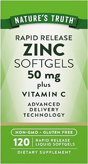 Nature's Truth Zinc with Vitamin C | 50mg | 120 Softgels | Non-GMO & Gluten Free Supplement