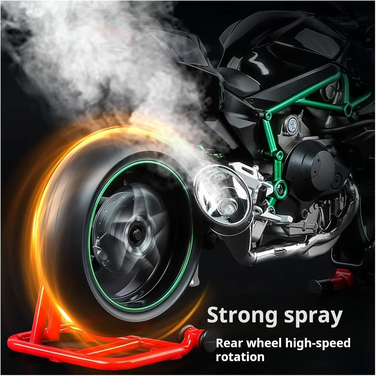 HASCBUYC 1:9 Compatible with H2R Scale Spray Third-Generation Locomotive Model Kawasaki Motorcycle Alloy Diecast Sound &Light Gift Collectibles