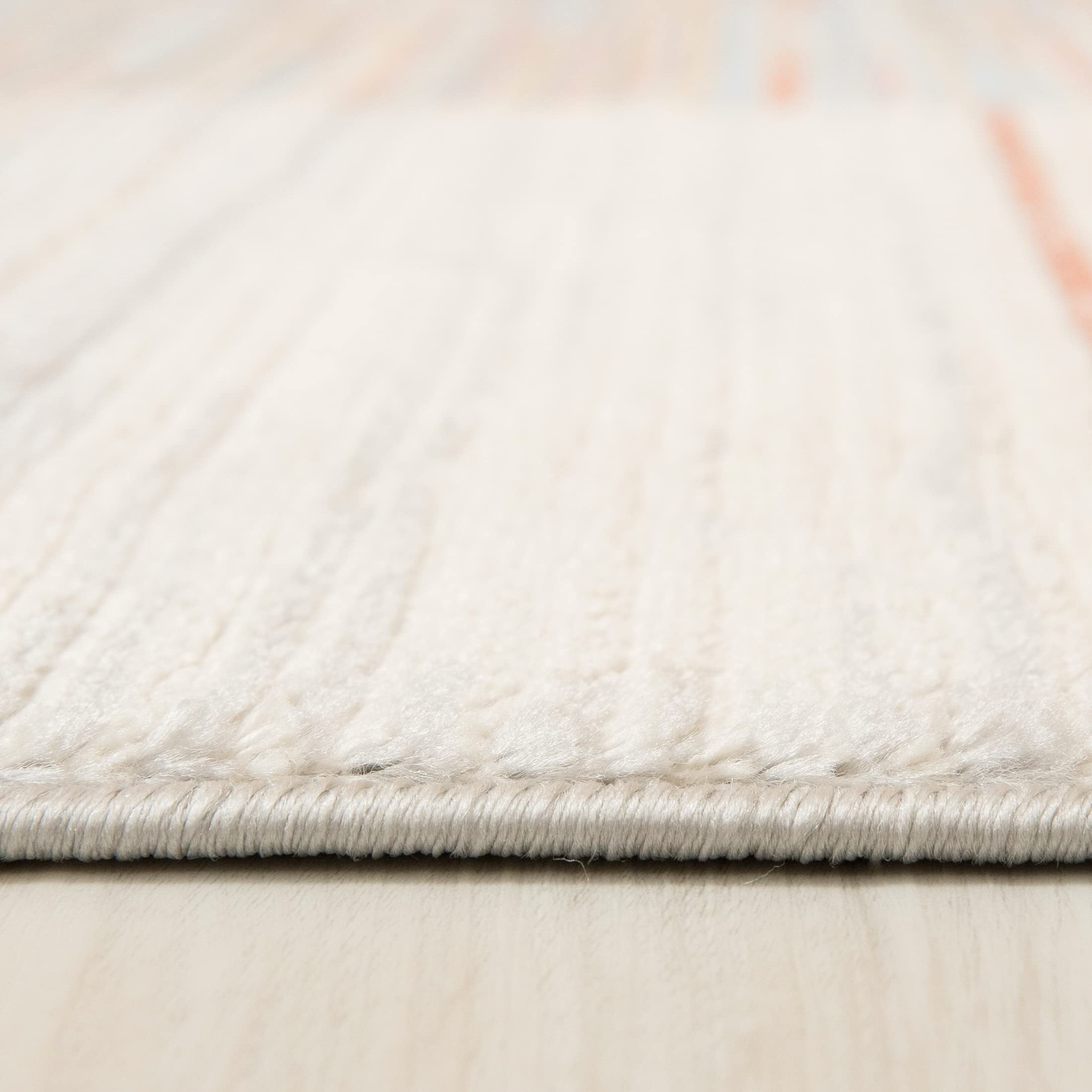 Carpeto Grand Tapis Salon 200x300cm Crème Orange Abstrait Doux Poils Courts