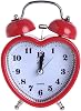 3in Loud Twin Bell Alarm Clock Silent Analog Quartz Nightlight Clock Heart Shape Red