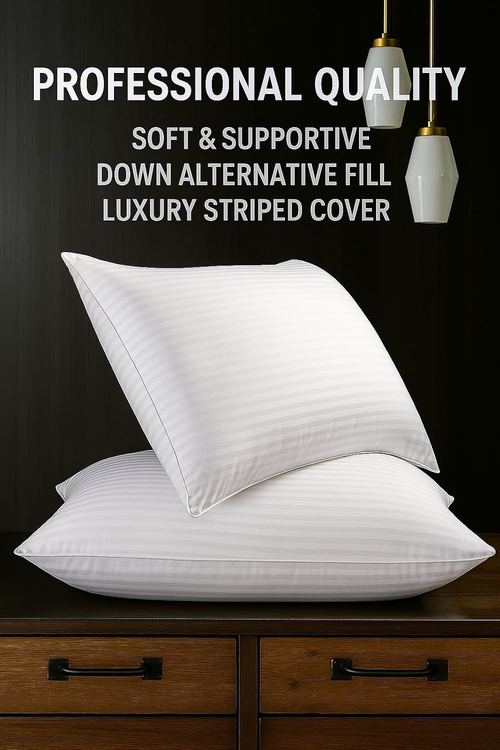 Bed Pillows King Size Soft & Supportive Microfiber Filled Pillow, 100% Cotton Comes with 100% Cotton Soft Pillowcase. (Set of 2 Pillow and 2 Pillowcase) King Size