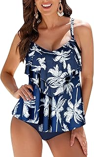 Conjuntos de Traje de baño Tankini para Mujer Cintura Alta Volante con Volantes Conjunto de Bikini de 2 Piezas Traje de baño Traje de baño de Talla Grande