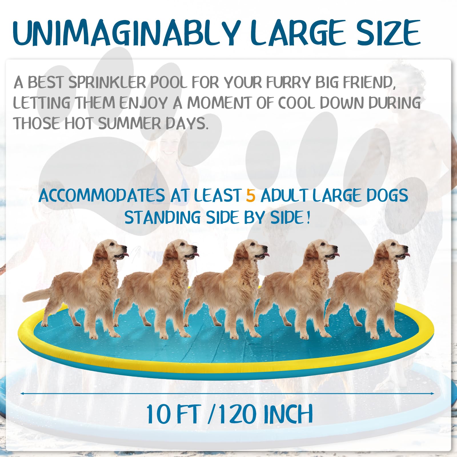 Alfombrilla antideslizante extragrande de 10 pies de 120 pulgadas para adultos, niños y perros, piscina gigante gruesa para verano al aire libre, juguetes divertidos para patio trasero, fuente 2